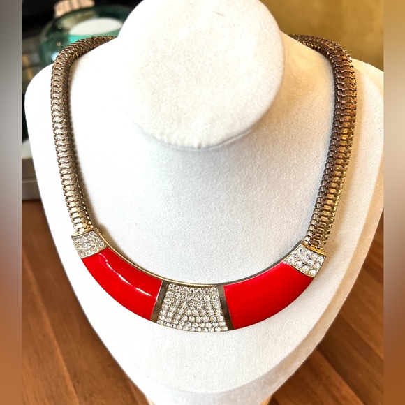 Vintage Statement Metal Enamel Necklace - Picture 5 of 7